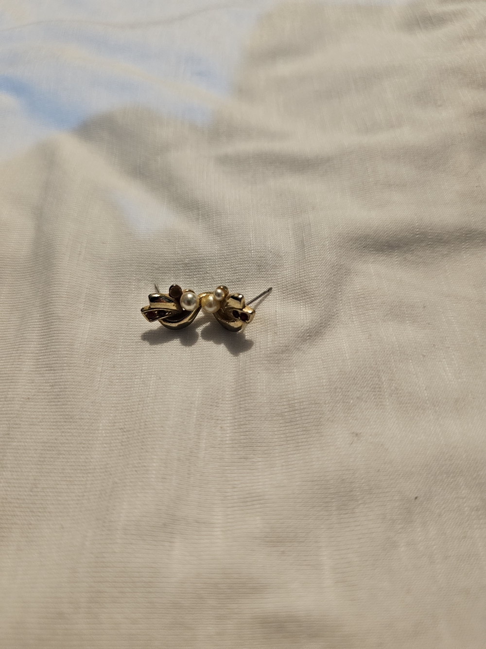 Gold Pearl Accent Women's Stud Earrings